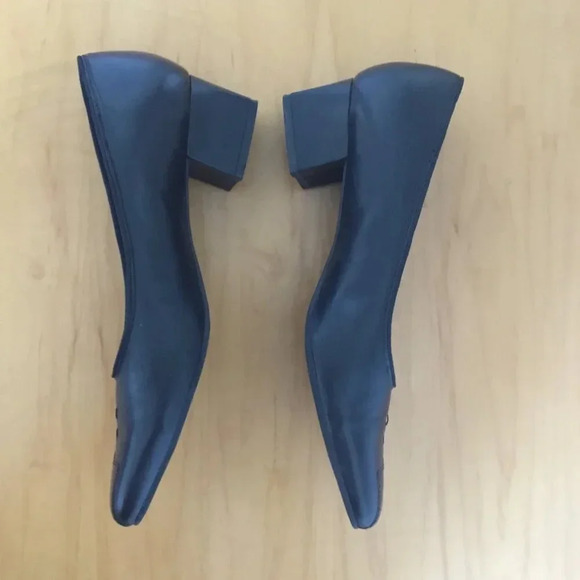 Naturalizer Paige Black Square Toe Real Leather Low Chunky Heel Shoe Size 7 M US - Picture 3 of 8